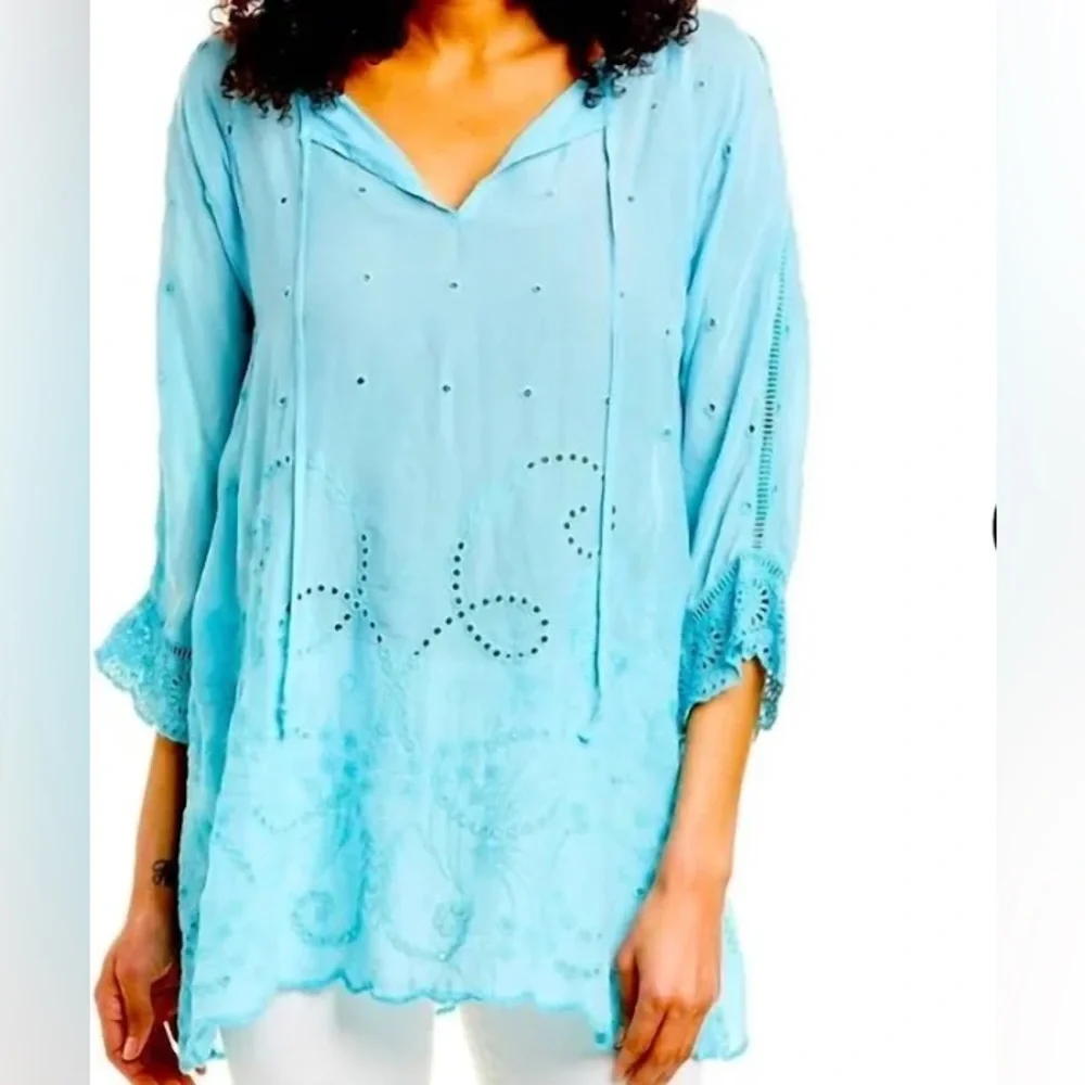 Johnny Was Natalie Tunic in Turquoise - Picture 1 of 9